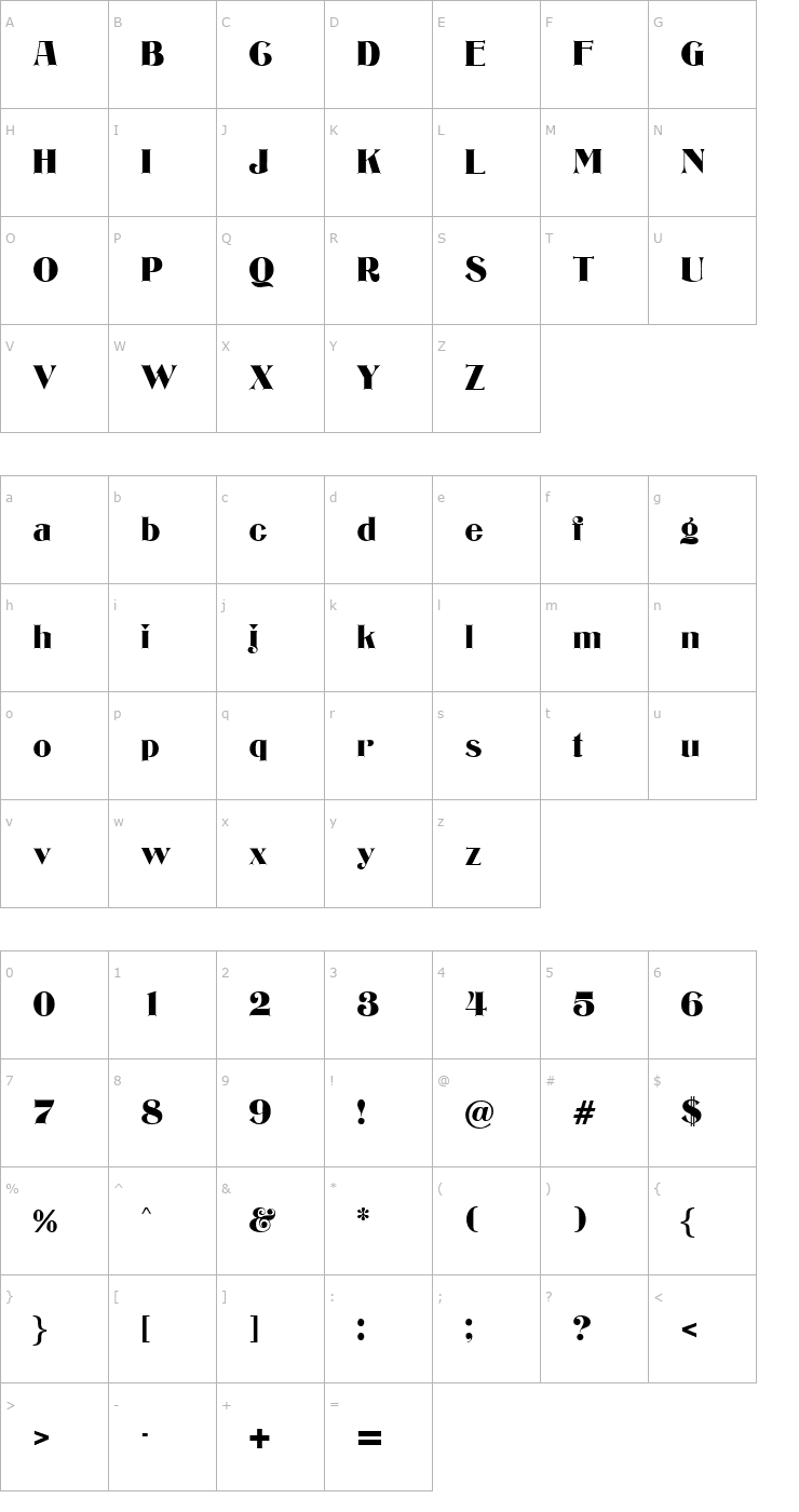 Character Map Edgware-Regular Font