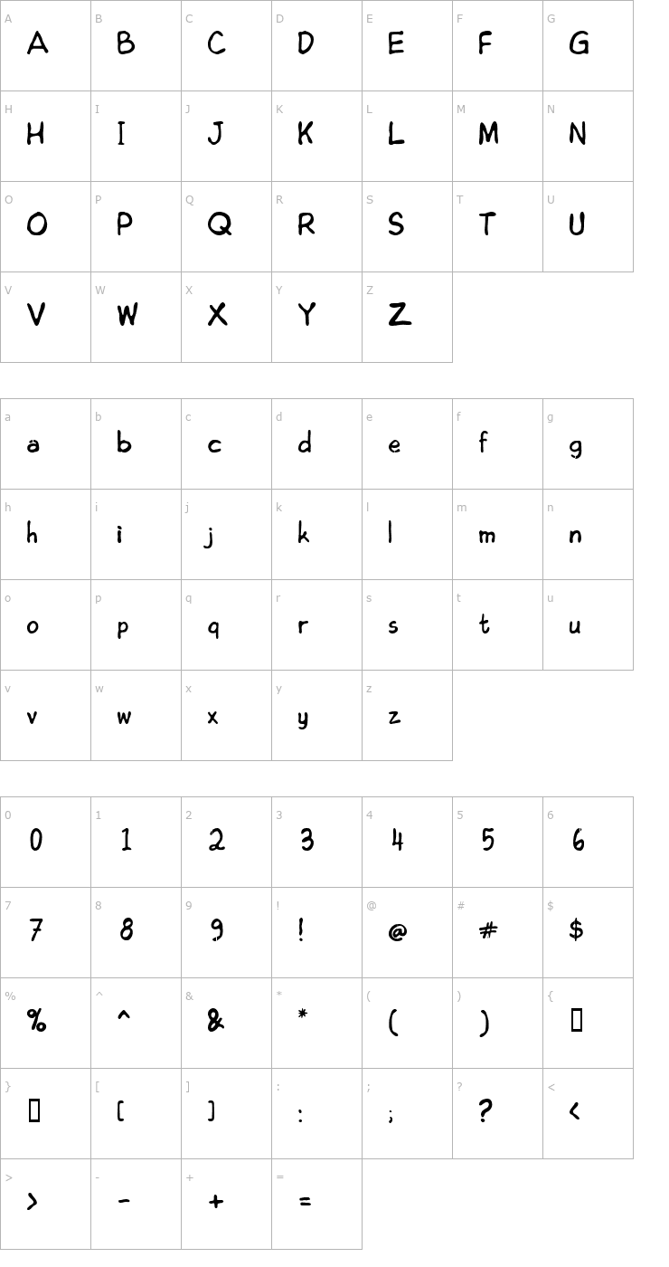 Character Map Edoms Handwritting Font