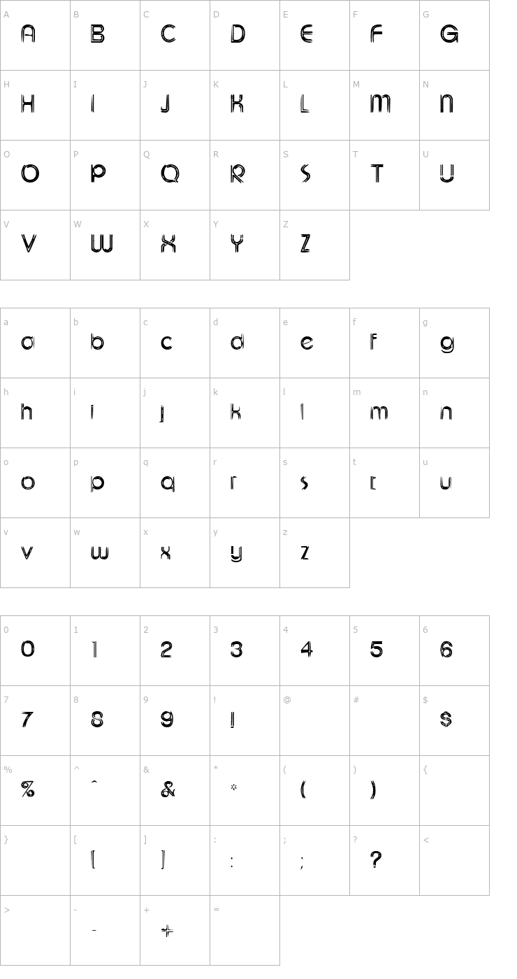 Character Map Eeviac Font