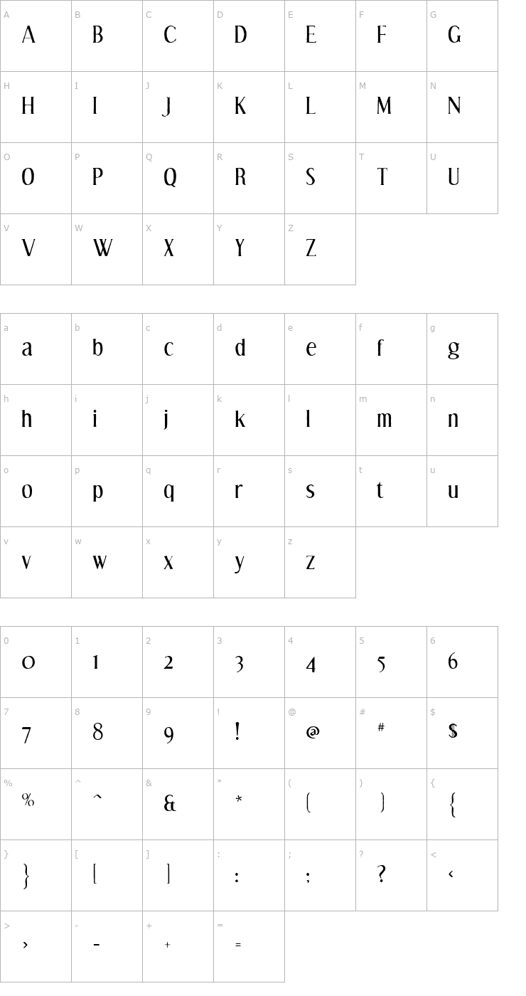 Character Map Effloresce Antique Font