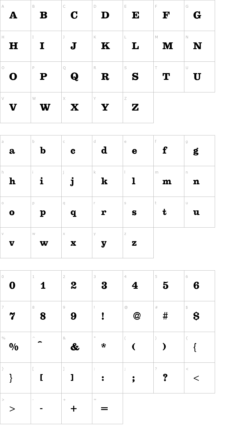 Character Map EgipDB Bold Font