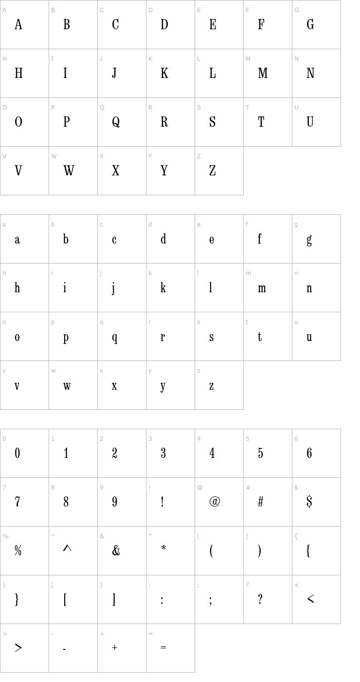 Character Map EgizioTCon Font