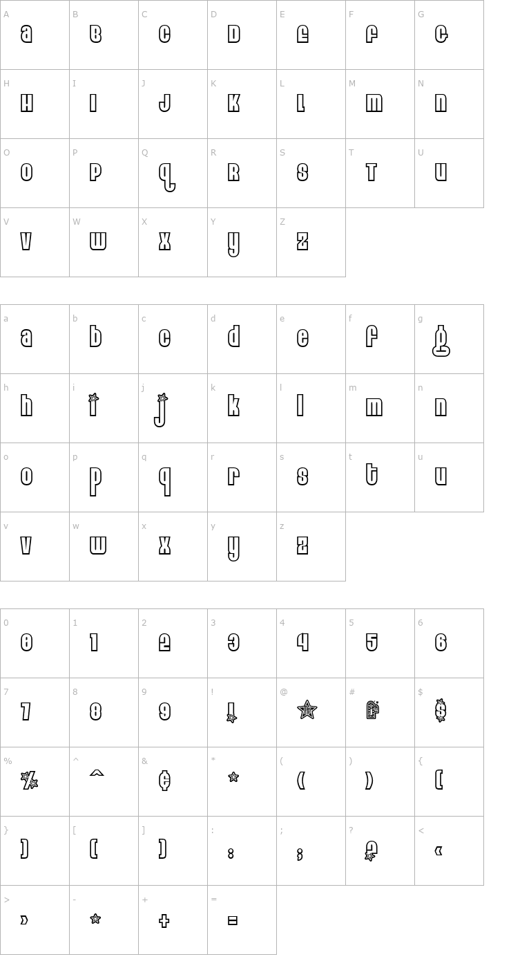Character Map Eight Track program 3 Font