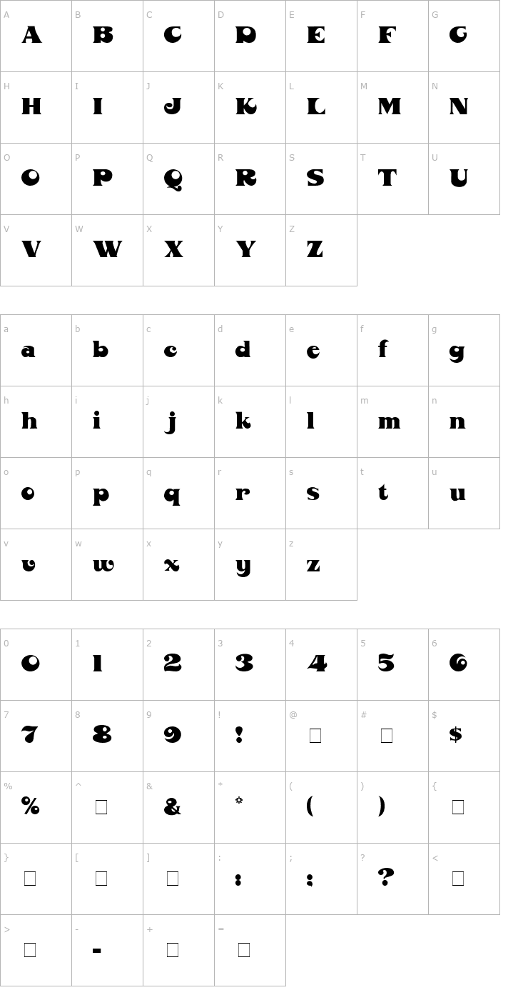 Character Map Eighth Ball Font