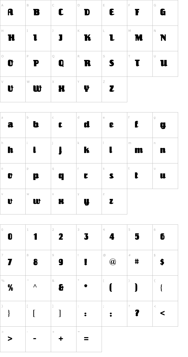 Character Map Einhorn ICG Font