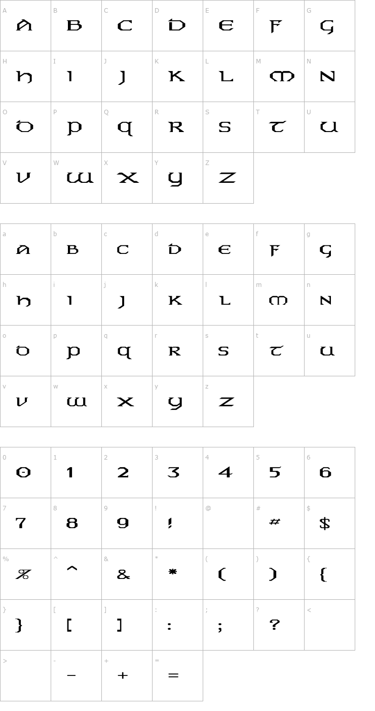 Character Map Eire Ex Font