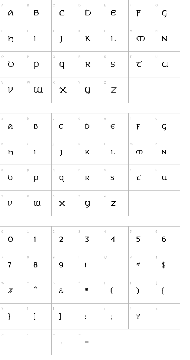 Character Map Eire Font