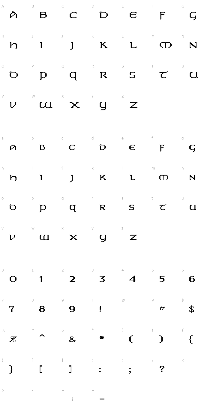 Character Map Eire Wd Font
