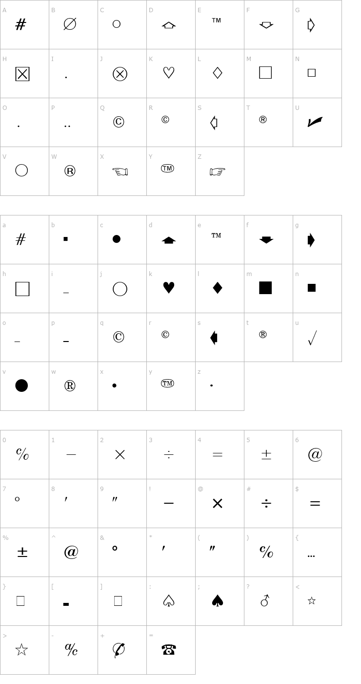 Character Map Eisago News SSi Font