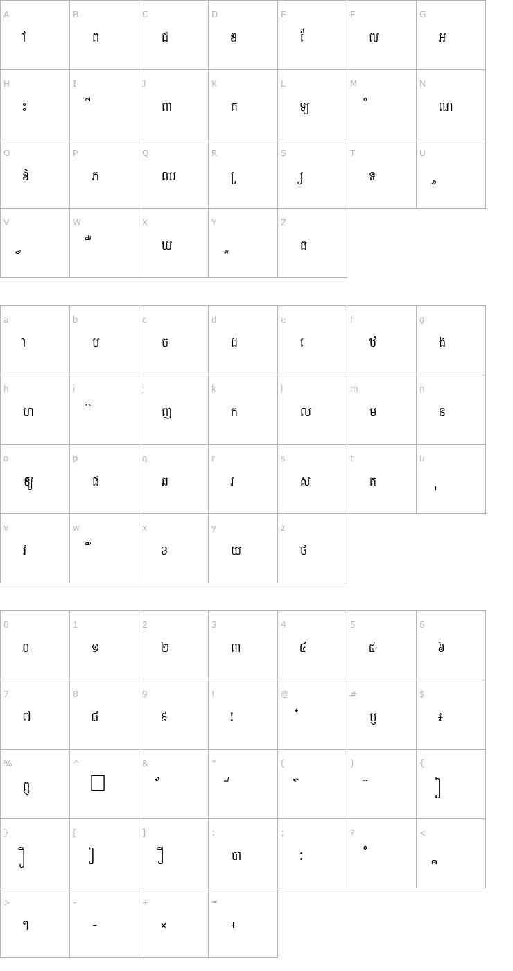 Character Map Ekreach Regular Font