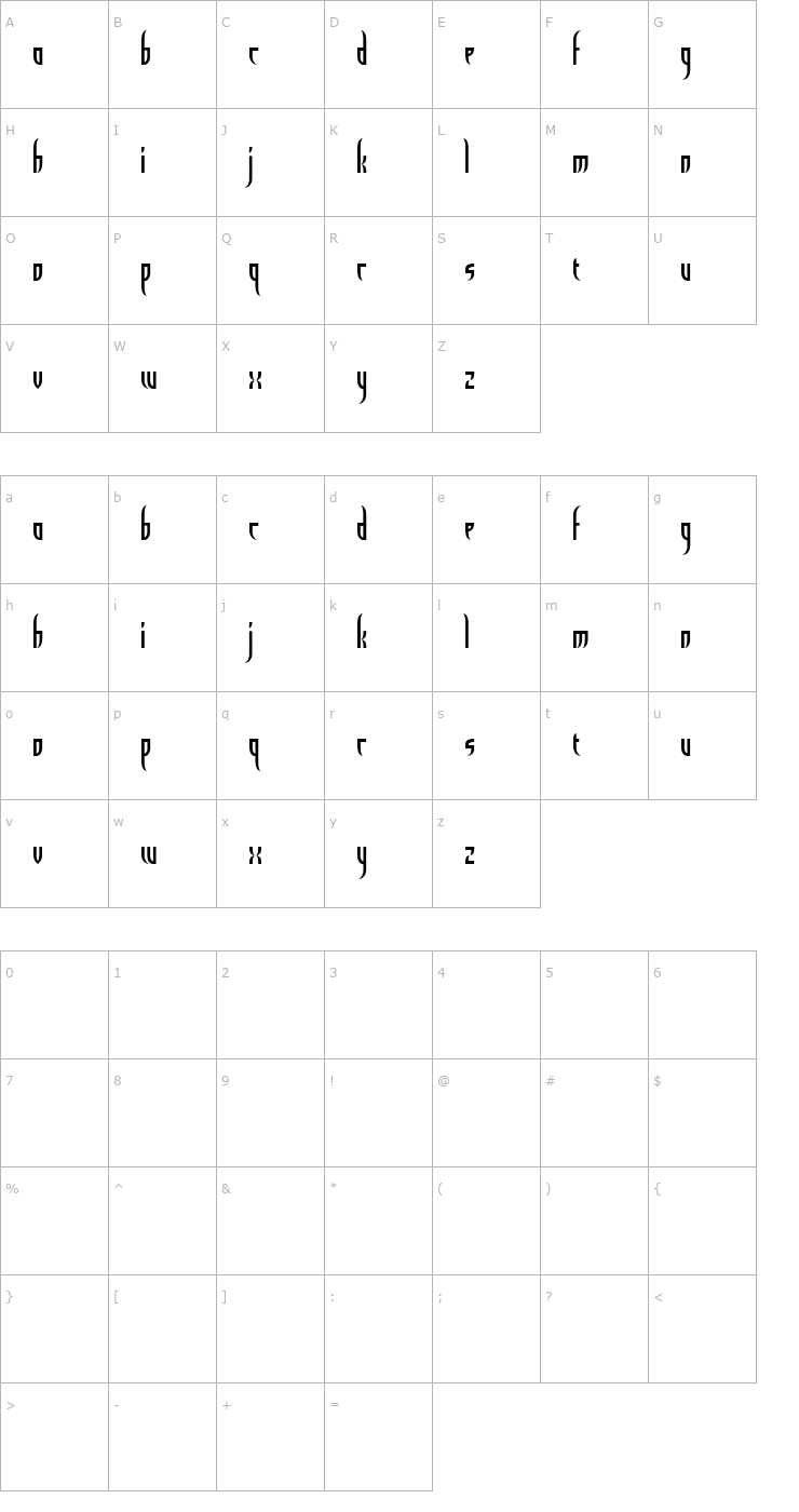 Character Map El Diablo Font