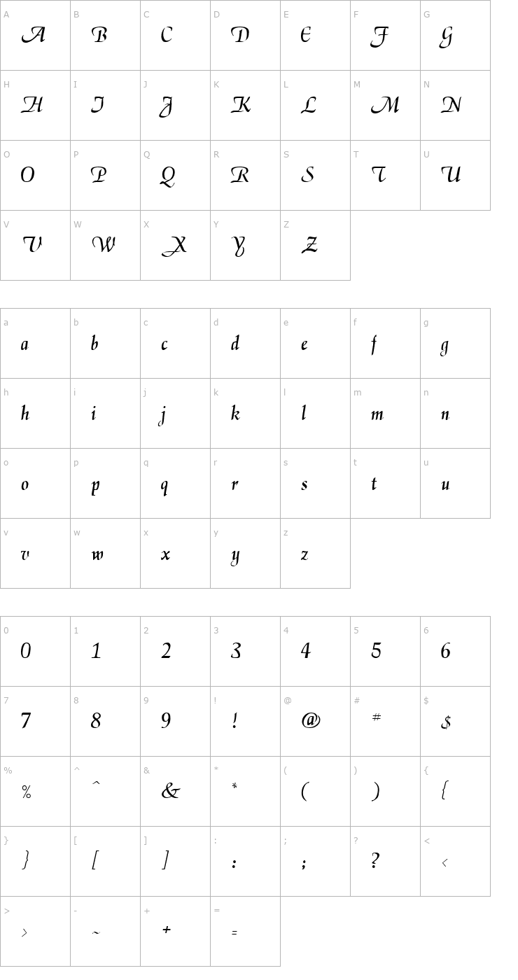 Character Map El Regular Font
