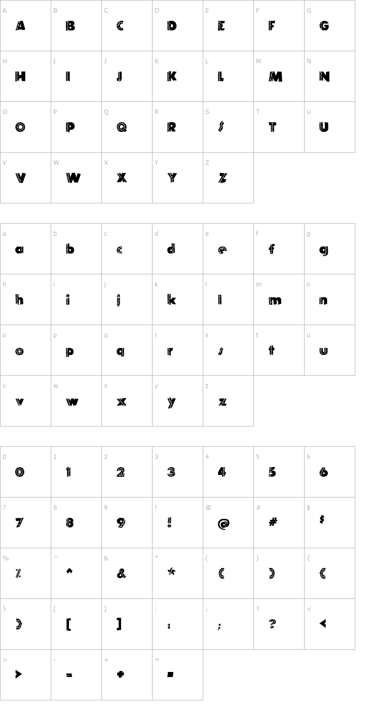 Character Map El Rio Lobo Font