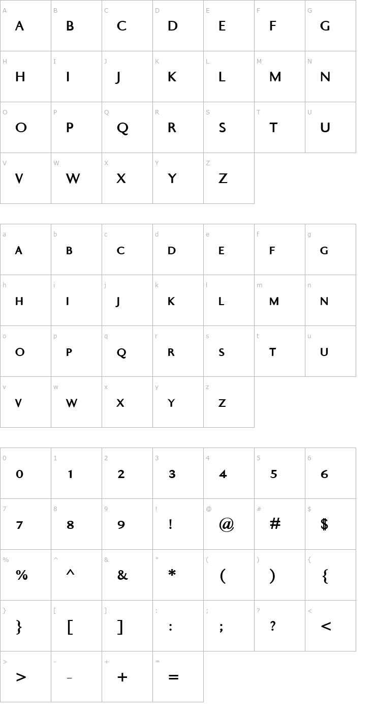 Character Map Ela Sans XBold Caps PDF Font