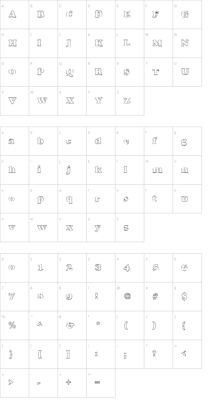 Character Map Elaine 1 Font