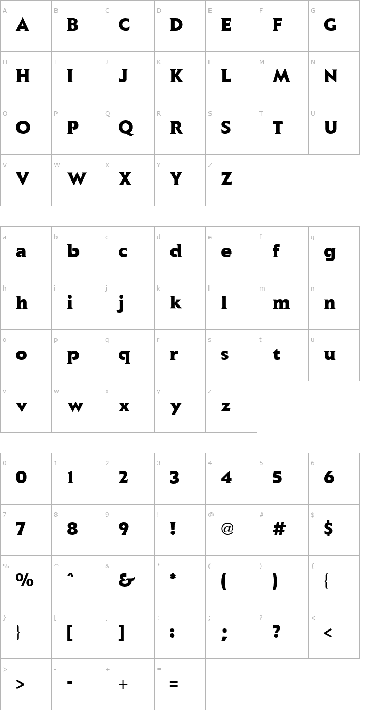 Character Map Elan Black Regular Font