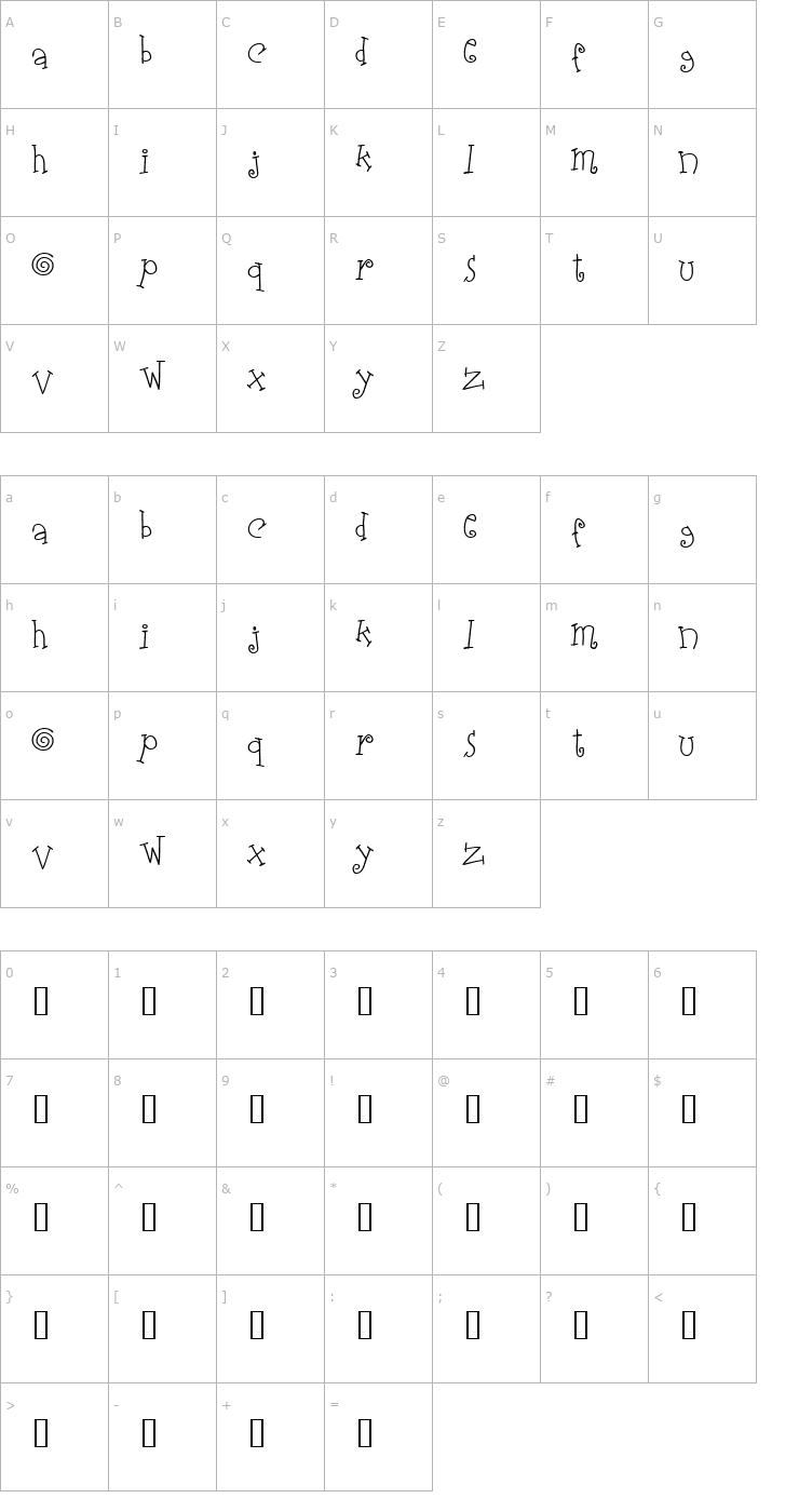 Character Map Elastic Wrath Font