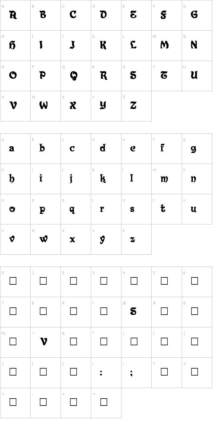 Character Map Eldorado Font