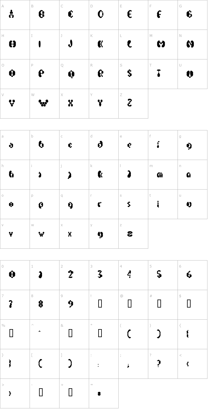 Character Map Electrack Sweet Font