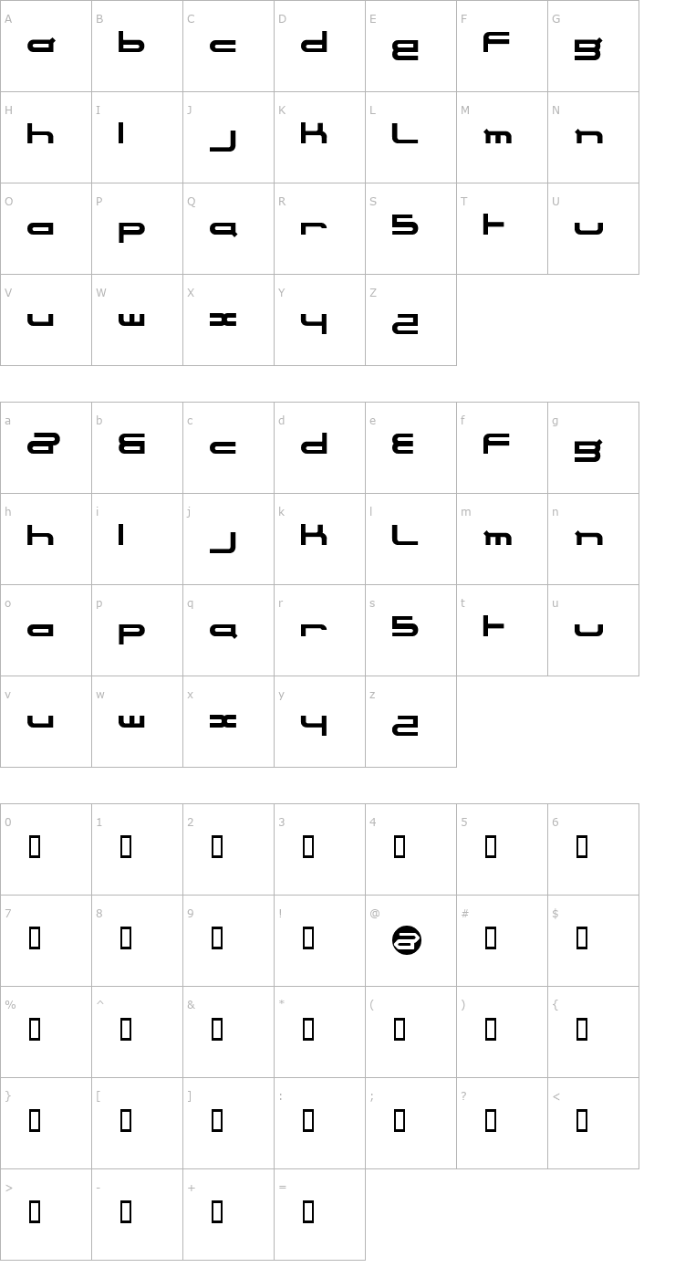 Character Map electrance Font