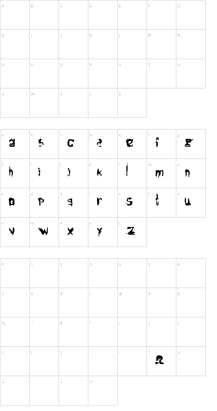 Character Map Electric Chair Font