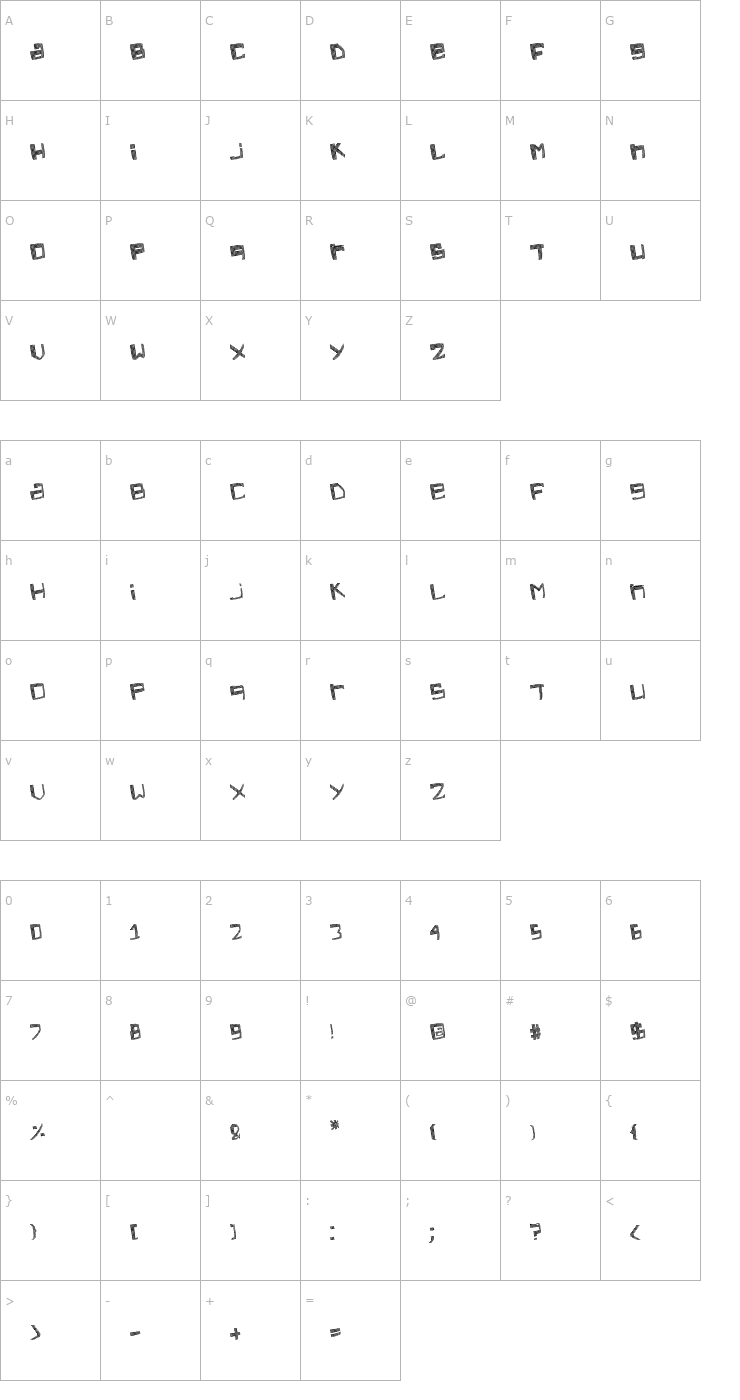 Character Map Electric Feel Font