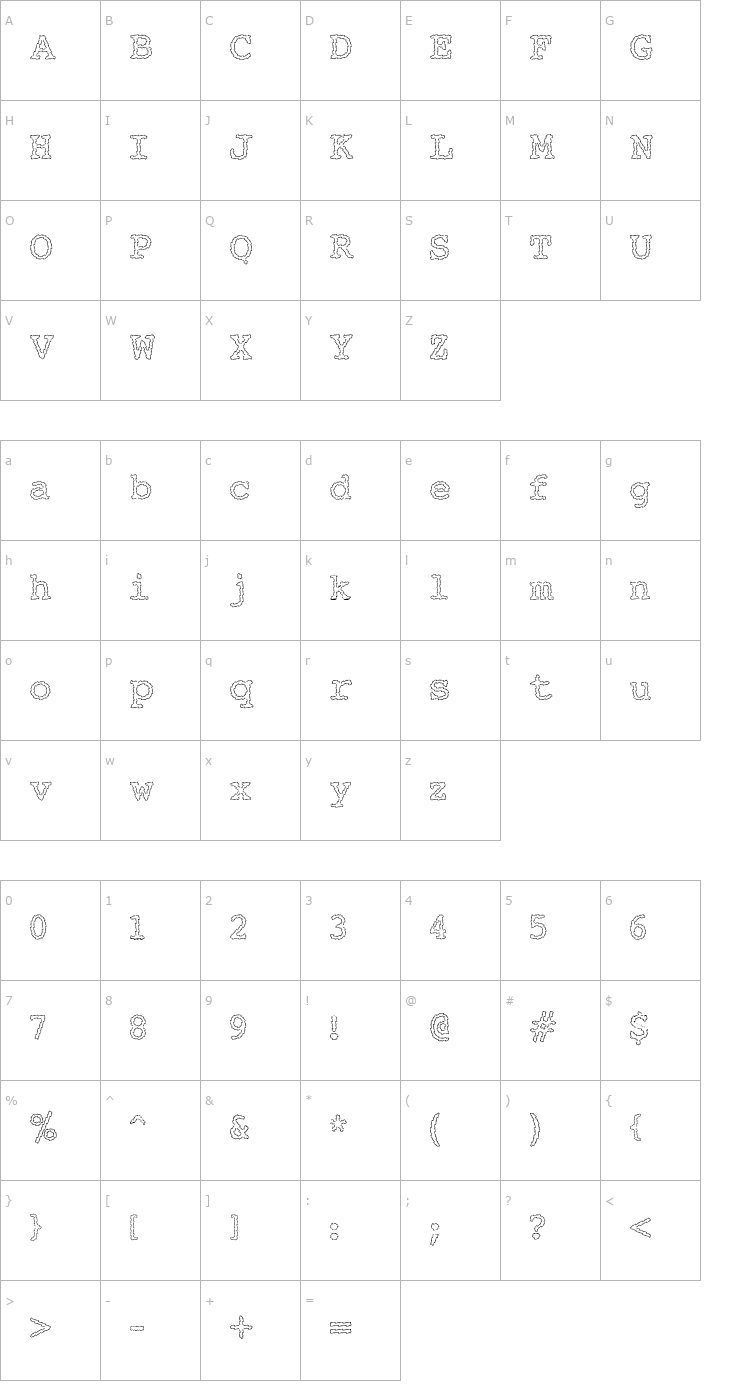 Character Map Electric Hermes AOE Font