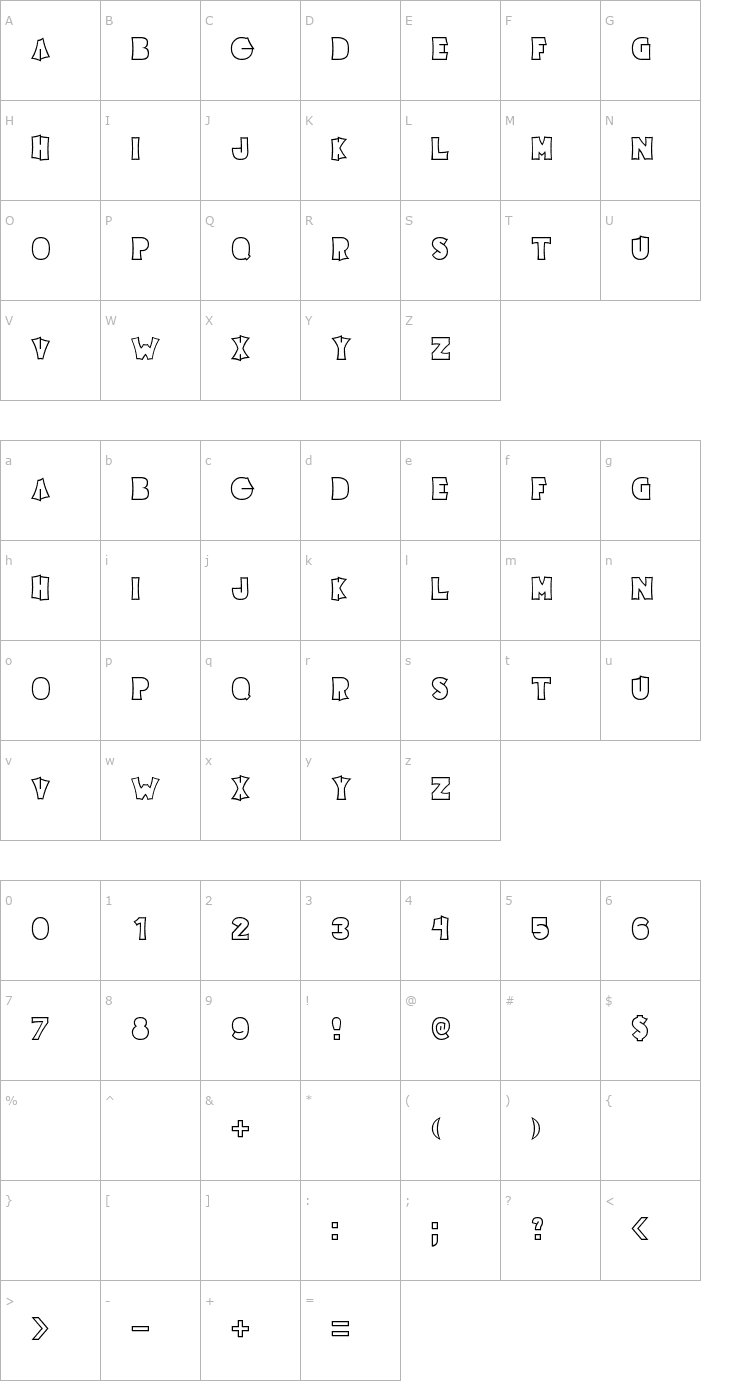 Character Map Electric Pickle Font