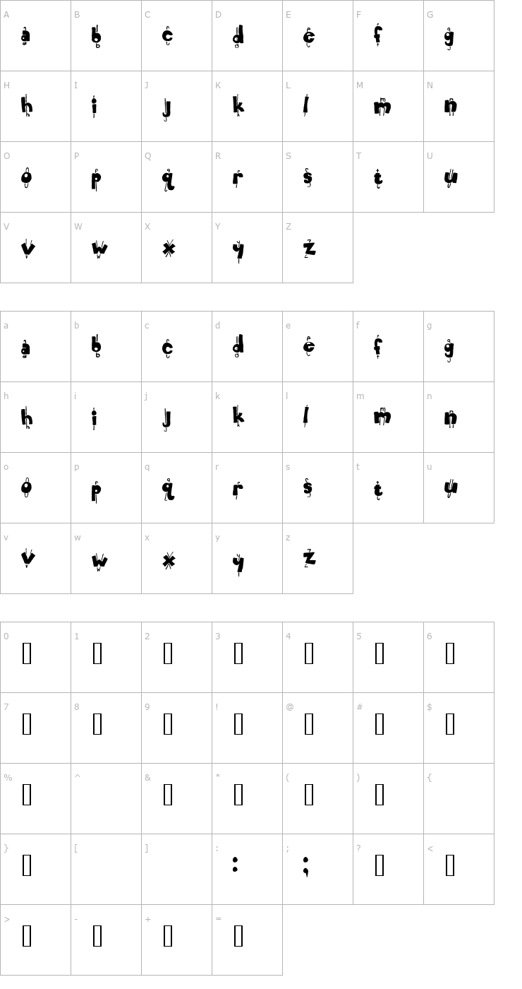 Character Map Electric Weasel Font