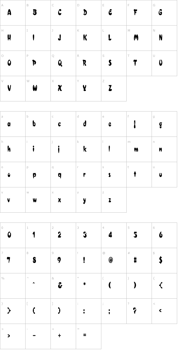 Character Map Electrik Cn Font