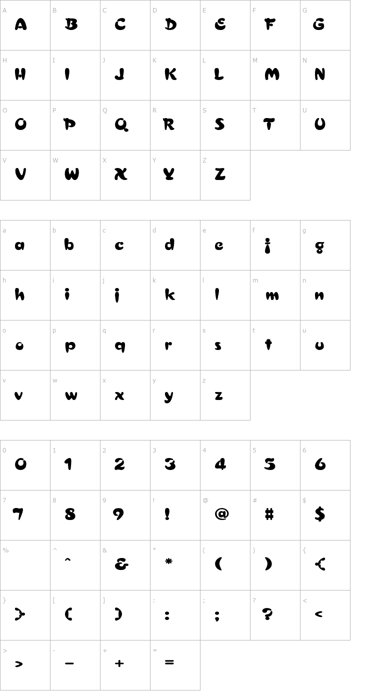 Character Map Electrik Wd Font