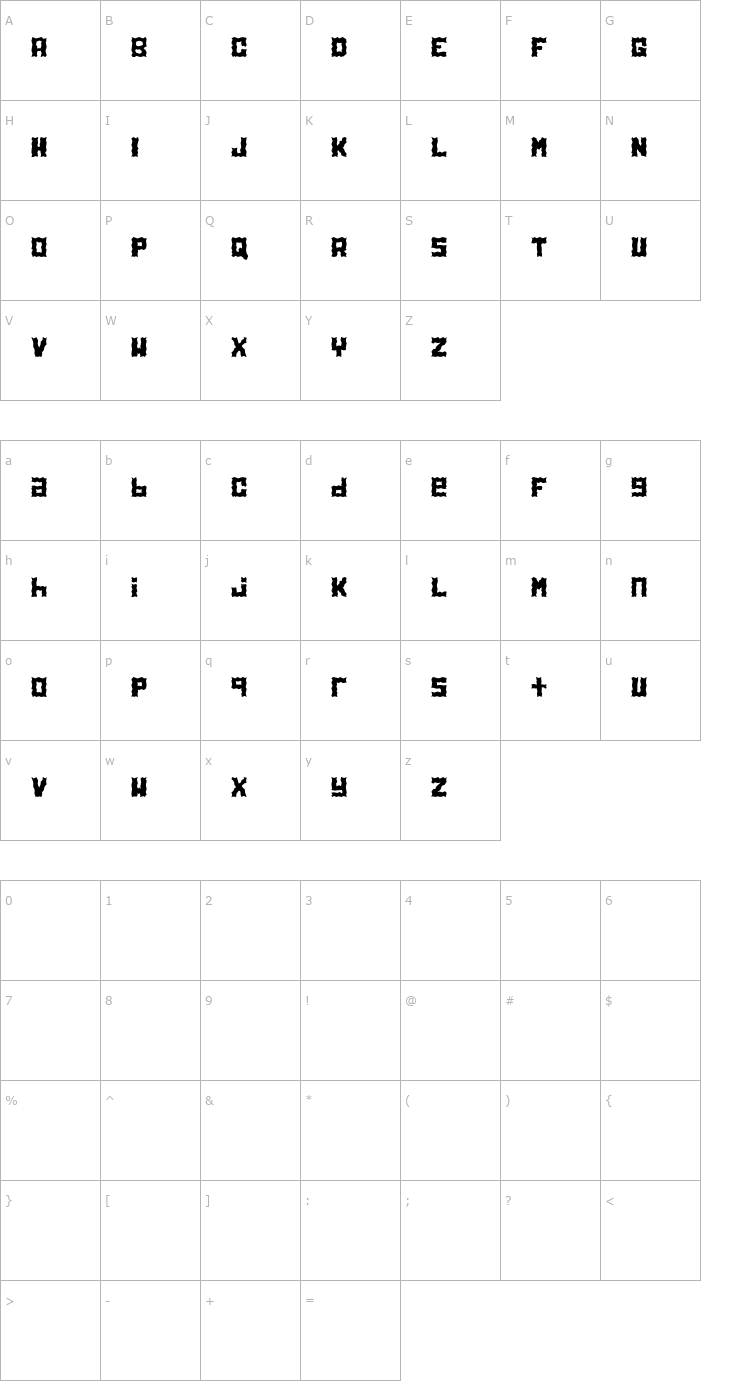 Character Map Electrolite Font