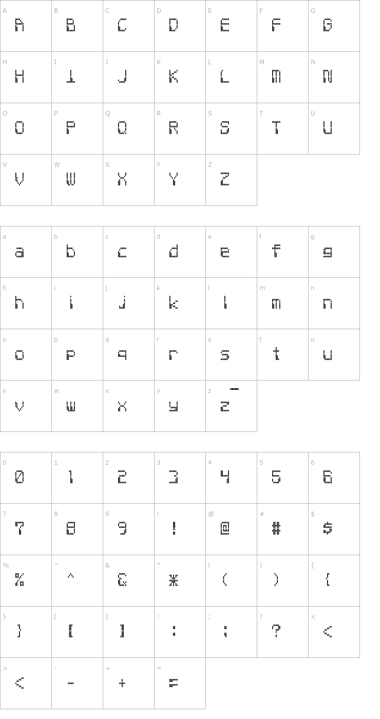 Character Map Electron 8F Font