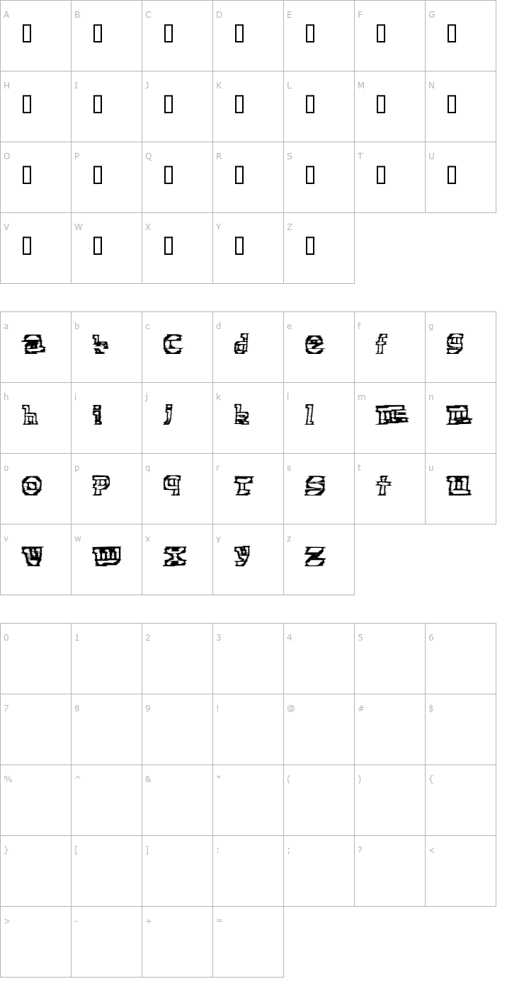 Character Map Electronic Cobbler Font
