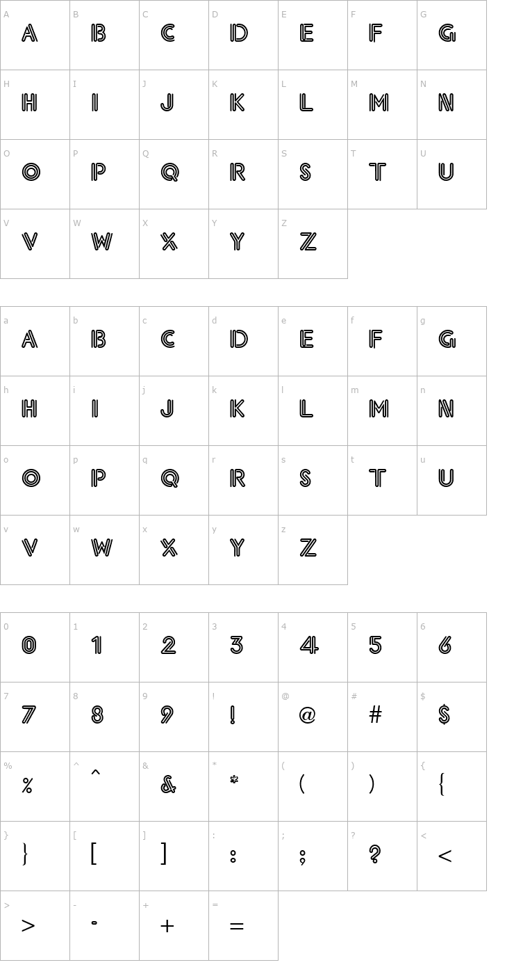 Character Map Elektrik Regular Font