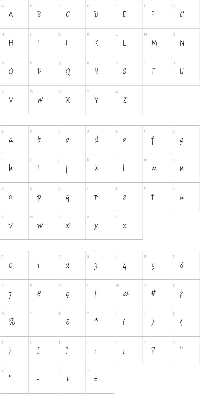 Character Map ElektrixLight Font
