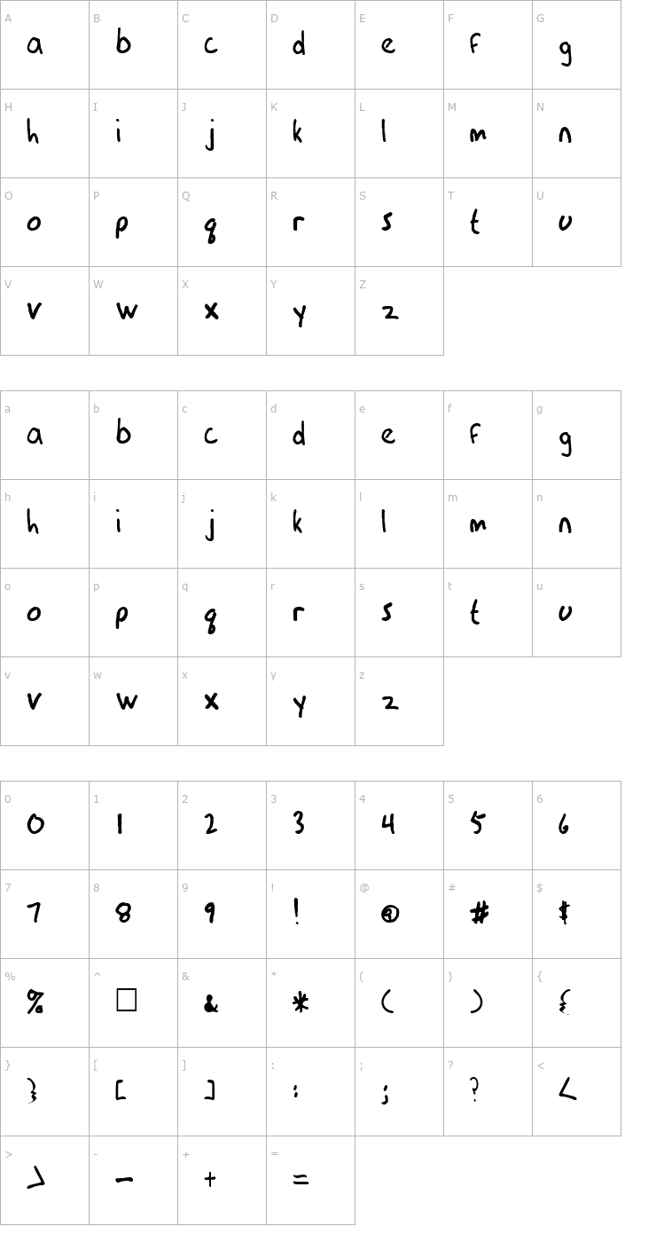 Character Map Elementric Font