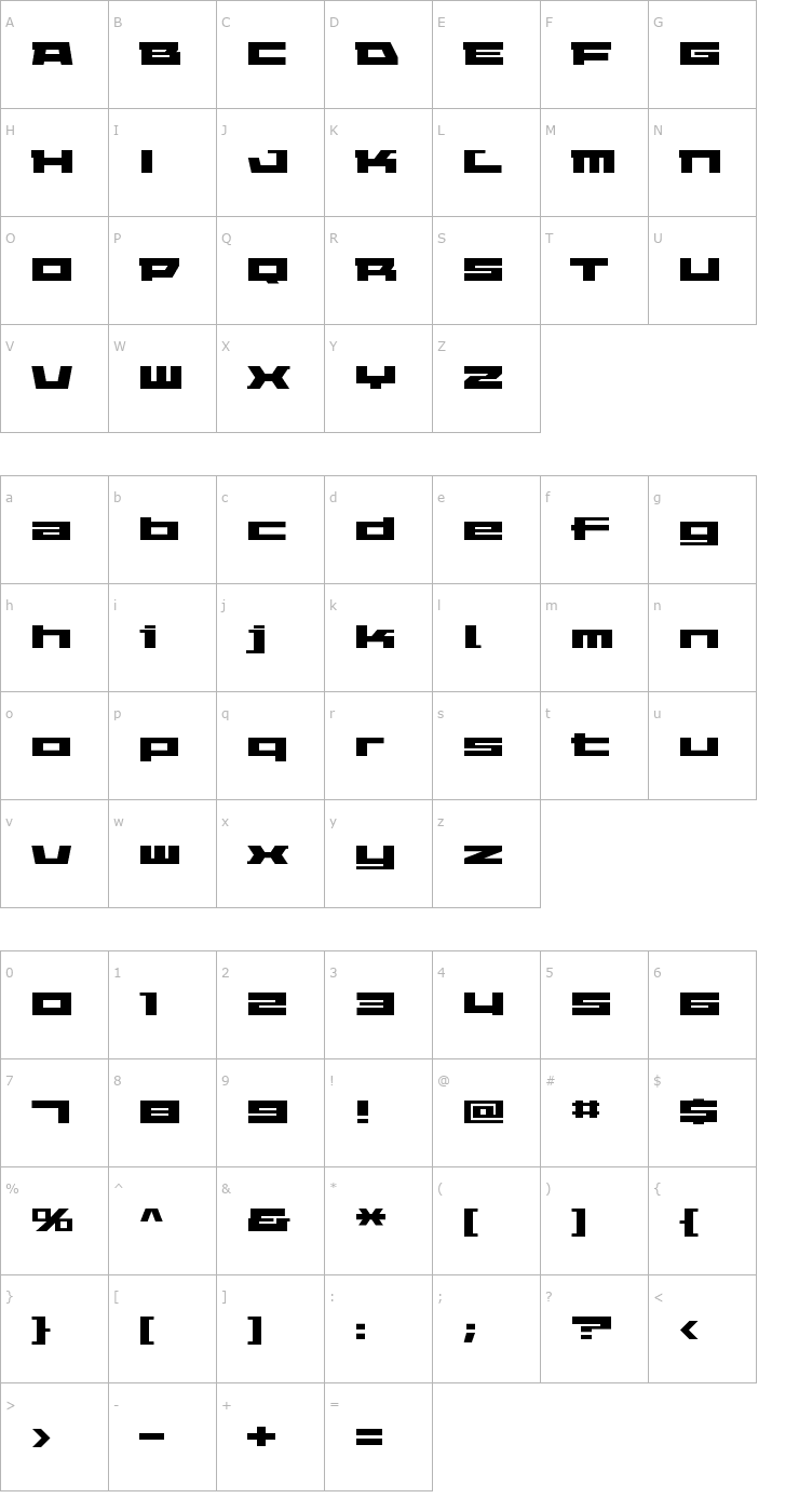 Character Map ELEPHANT A Regular Font