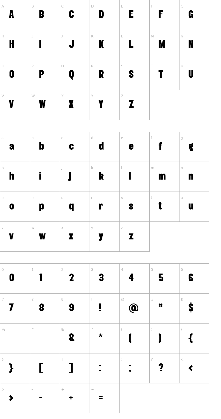 Character Map Elephant-Black Font