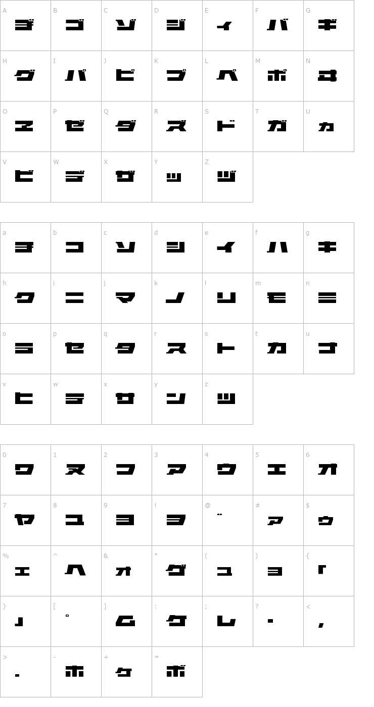 Character Map ELEPHANT K Regular Font
