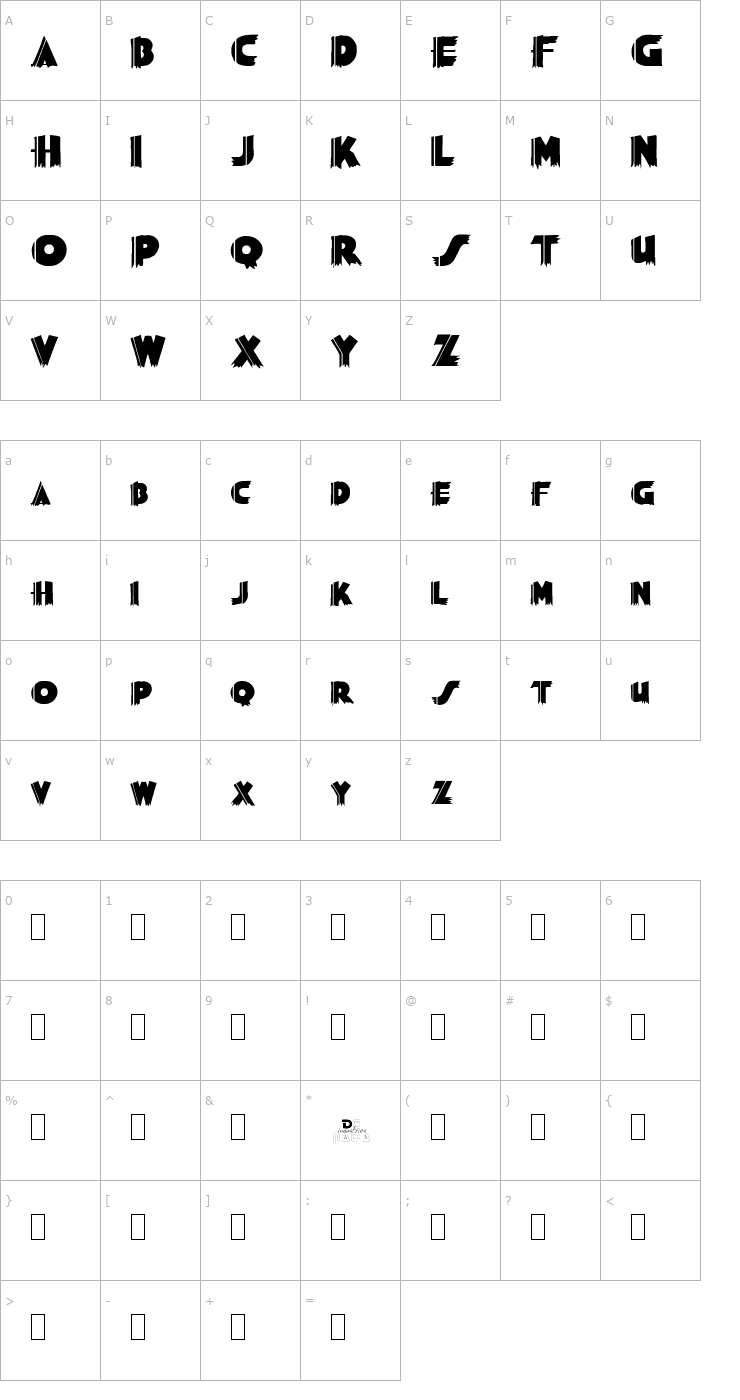 Character Map Elevator 1 Font
