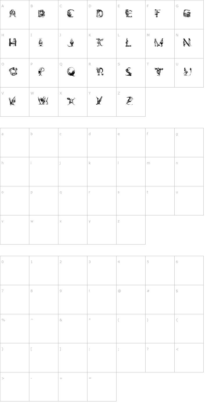 Character Map Elfabet Decorative Font