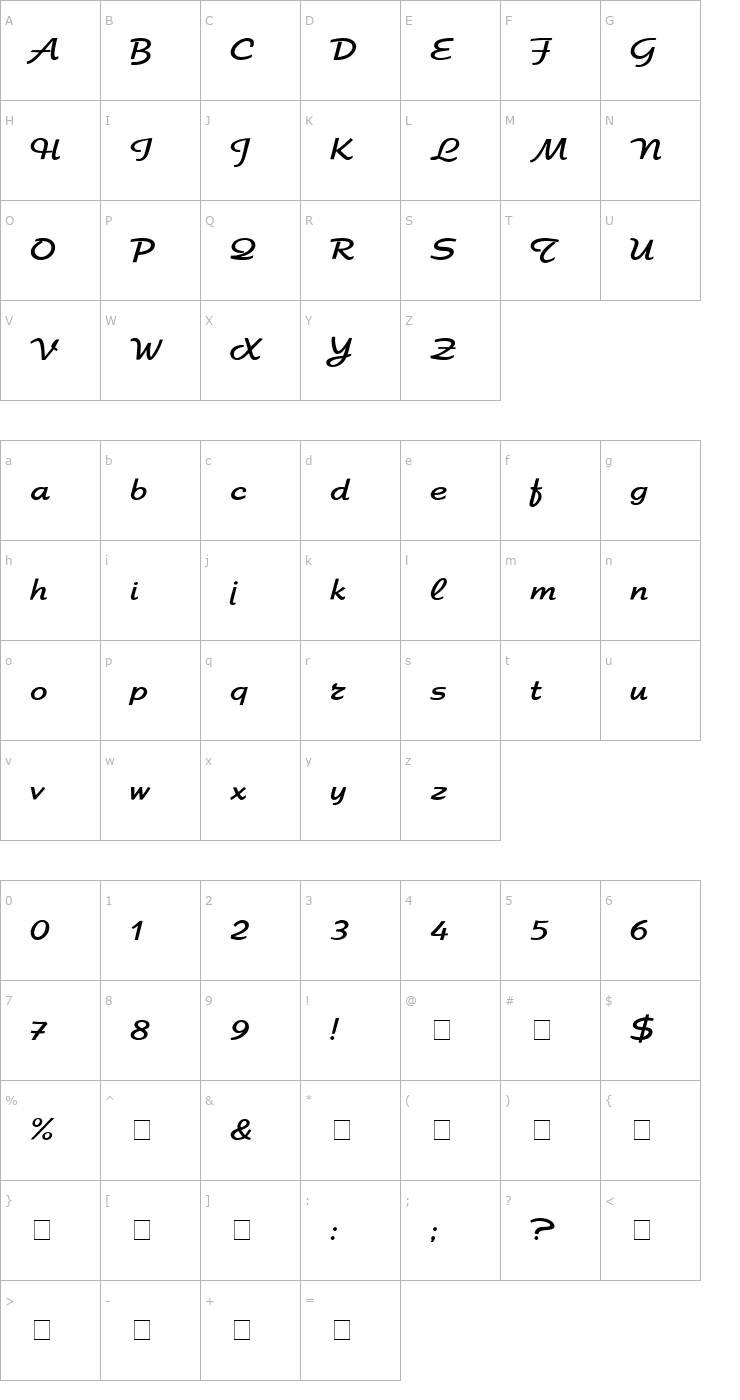 Character Map Elfring Elite Normal Font