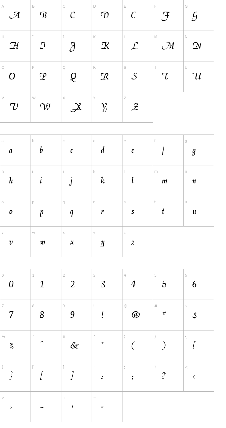 Character Map ElGar Font