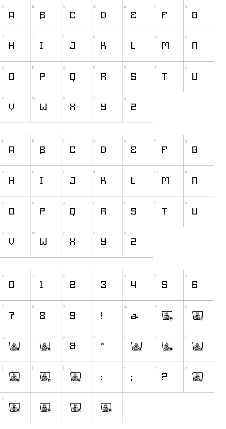 Character Map ElGoodo Font