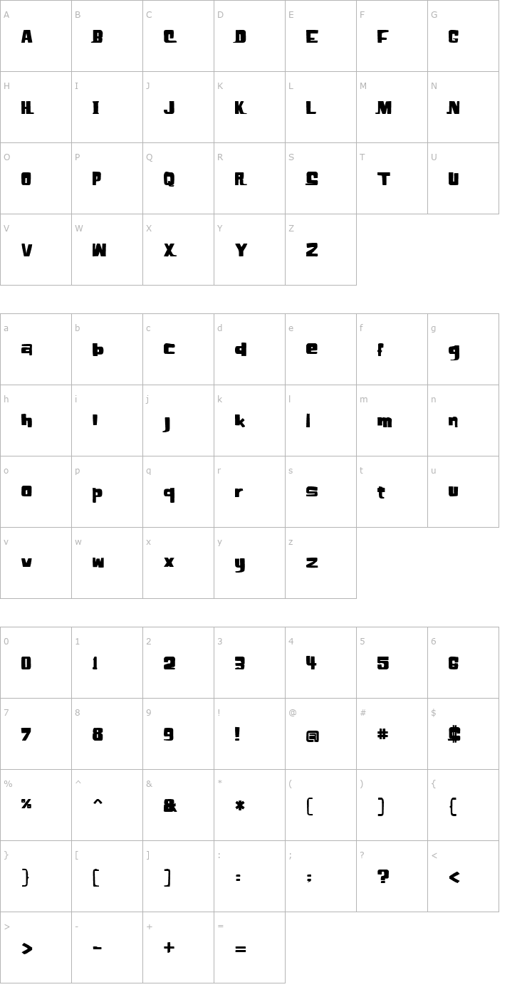 Character Map ElHombre Font