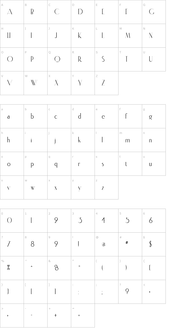 Character Map Elisia Font