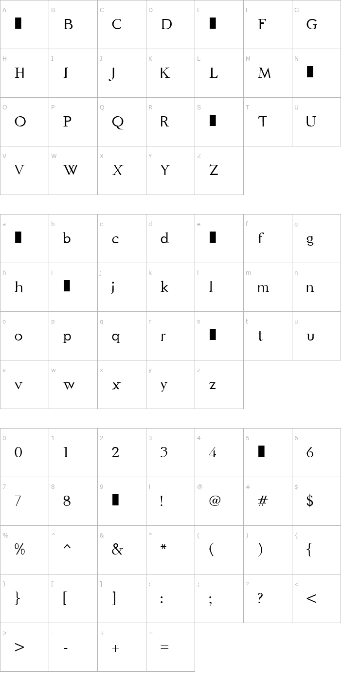 Character Map ElixirDemo Font