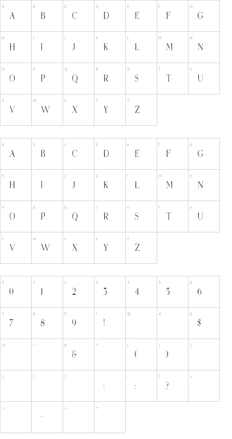 Character Map Elizabeth Cn Font