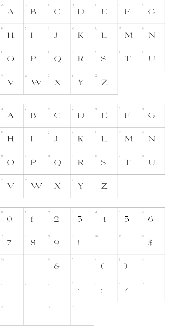 Character Map Elizabeth Wd Font